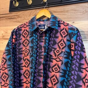 Wrangler vintage long sleeve Aztec design shirt size XL